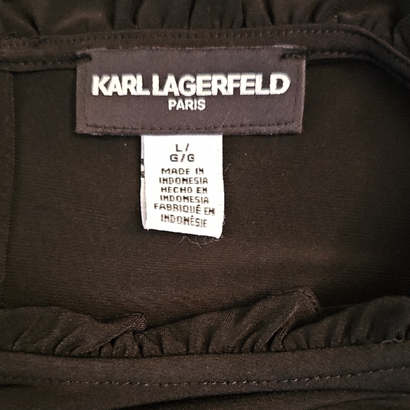 Karl Lagerfeld Black Ruffle Accents Top. - Picture 3 of 5